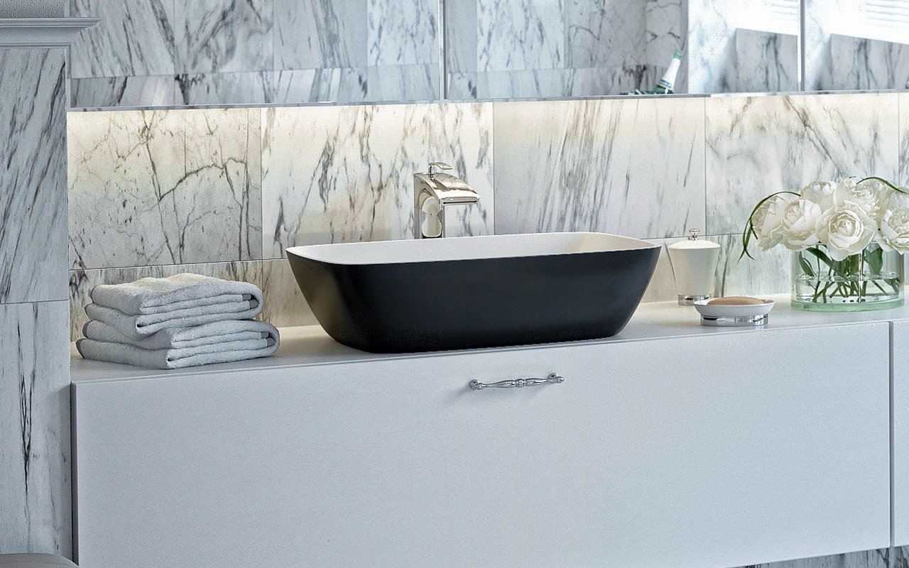 Aquatica Arabella-Blck-Wht™ Stone Bathroom Vessel Sink picture № 0
